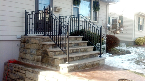 Custom wrought iron hand railings, MA, RI, ornamental exterior ironwork, custom iron balconies, outdoor rails