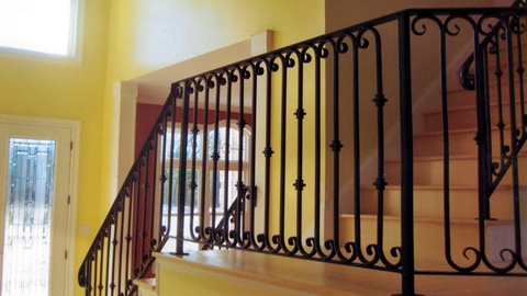 Ornamental wrought iron rails, interior railings, spiral staircases, iron hand rails, staircase railings, MA, RI